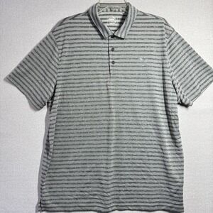 Puma Polo Shirt Mens XL Gray Striped Performance Golf Athletic Short Sleeve